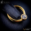 Yellow Gold Fixed Ring With High Quality Cubic Zirconia Gem