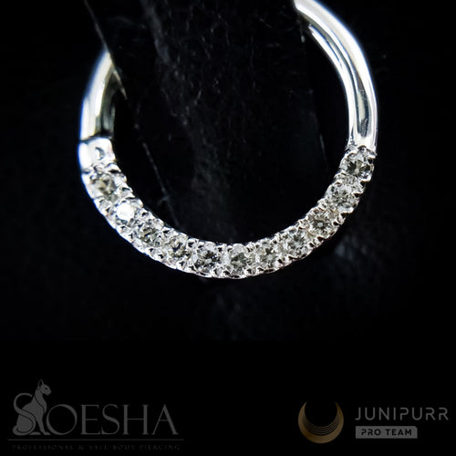 White Gold Seam Ring With High Quality Cubic Zirconia Gems