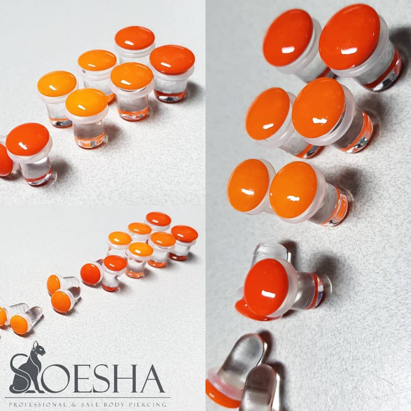 Color Front Single Flare Plugs In Orange (pair)