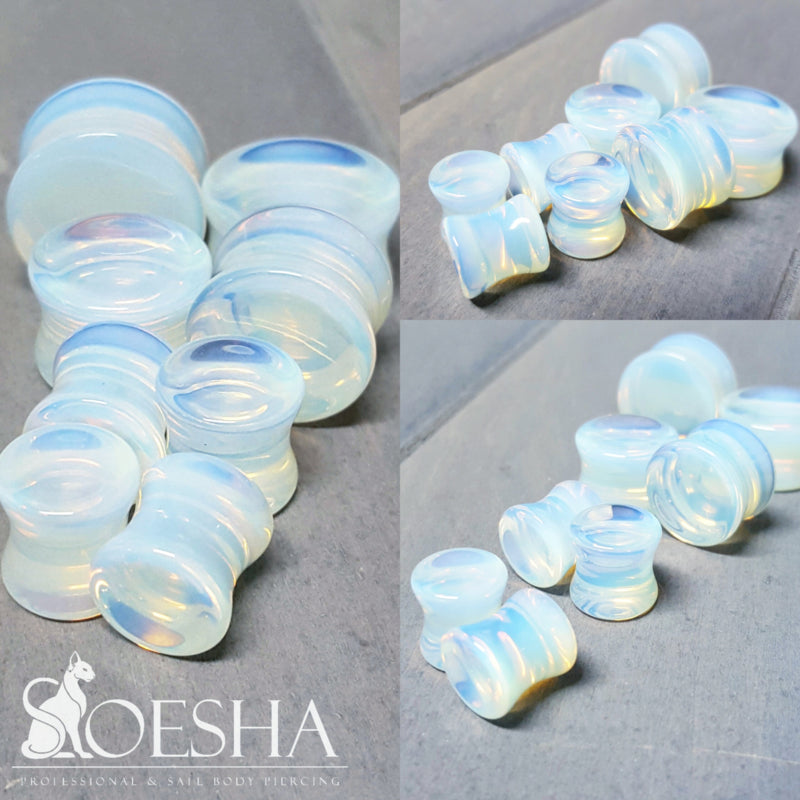 Opalite Concave Double Flare Plugs (pair)