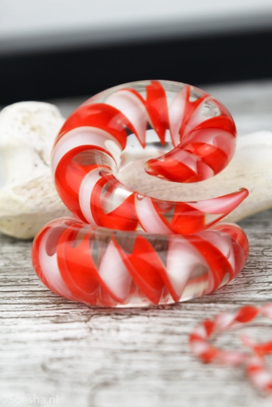 Pyrex Spiral Red White Transparent