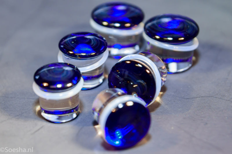 Colour Front Single Flare Plugs In Cobalt Blue (pair)