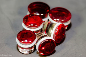 Colour Front Single Flare Plugs In Ruby (Pair)
