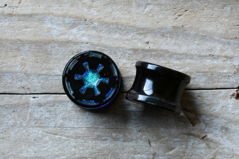 Imperial Double Flare Plugs In Dichroic Blue (Pair)