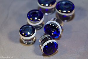 Colour Front Single Flare Plugs In Cobalt Blue (pair)