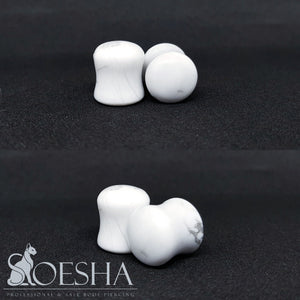Howlite Double Flare Plugs (pair)