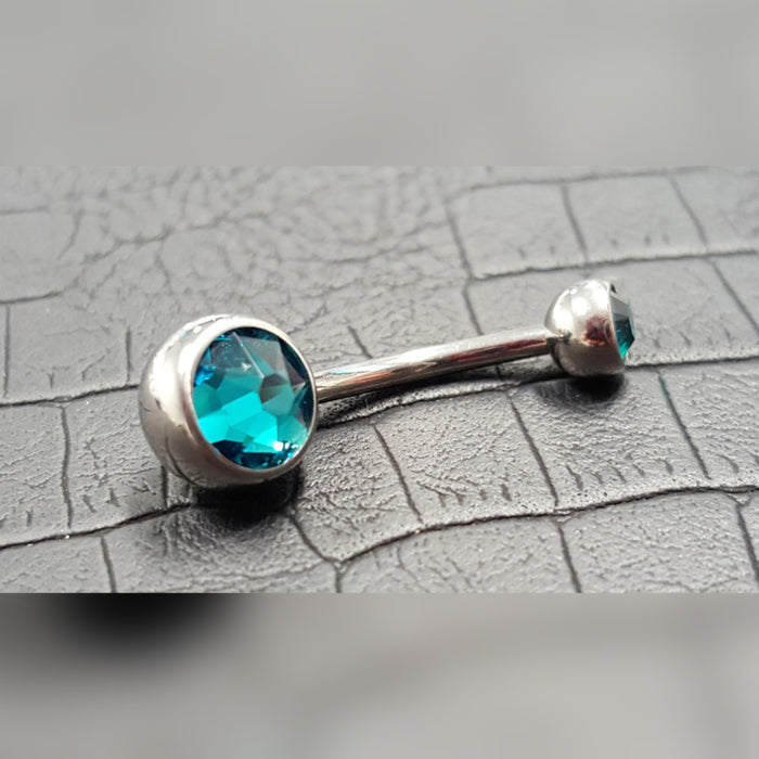Double Jewelled Titanium Curved Barbell