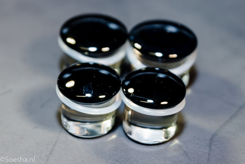 Colour Front Single Flare Plugs In Black (pair)