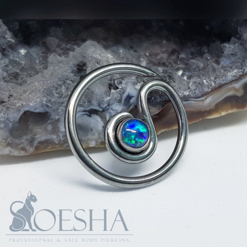 Niobium Daith Spiral With Synthetic Opal