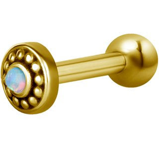 Gold PVD Barbell With Synthetic Opal